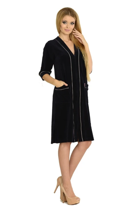 Szlafrok De Lafense 974 Zamek Welur M-3XL damski