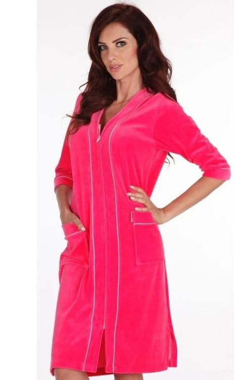 Szlafrok De Lafense 974 Zamek Welur M-3XL damski