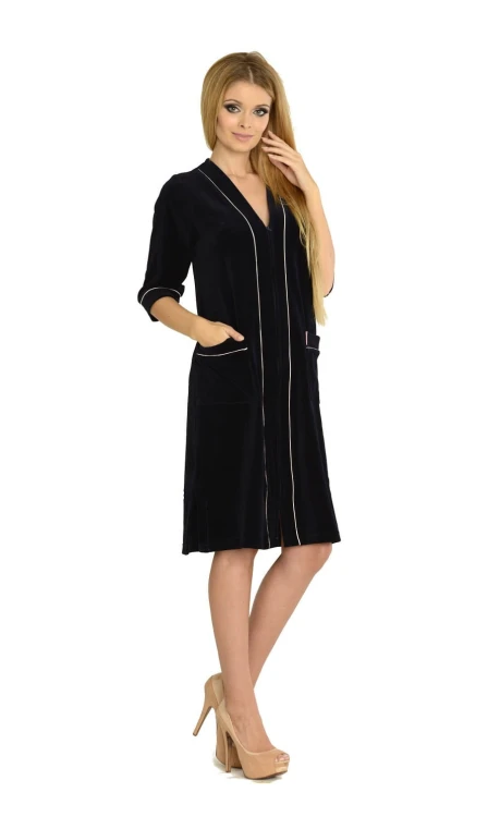 Szlafrok De Lafense 974 Zamek Welur M-3XL damski