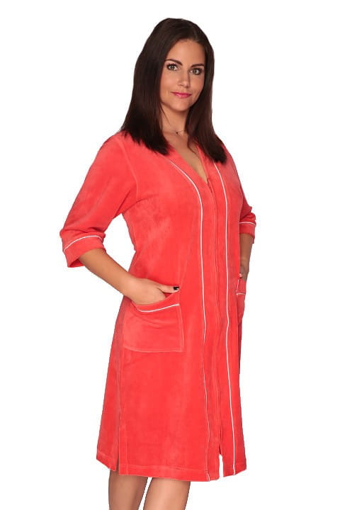 Szlafrok De Lafense 974 Zamek Welur M-3XL damski