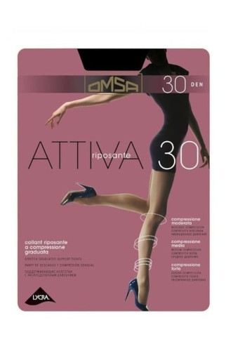 Rajstopy damskie z małym klinem włoskie Omsa Attiva 30 den