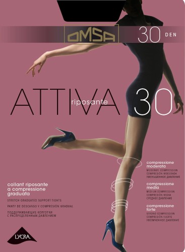 Rajstopy włoskie z małym klinem Omsa Attiva 30 den