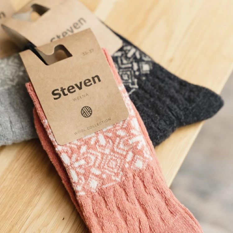 Skarpety Steven art.093 Wzór Wełniane damskie  35-40