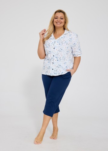 Piżama Cornette 347/347 Yvonne kr/r 3XL-5XL rozpinana