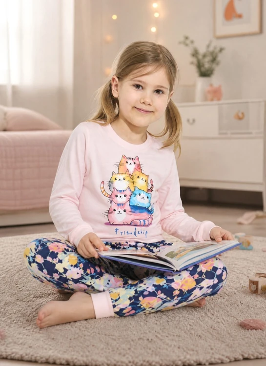 Piżama Cornette Kids Girl 594/210 Friendship dł/r 86-128