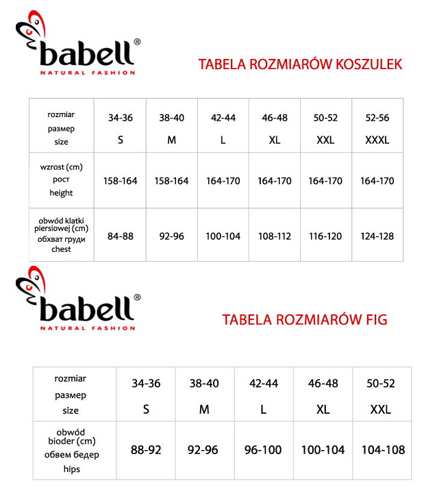 Babell - tabela rozmiarów